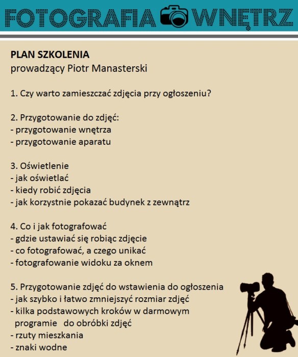 Plan szkolenia Fotografia Wnętrz